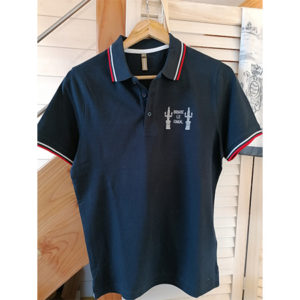 Polo homme bleu marine avec broderie poitrine ,motif Pont Canal